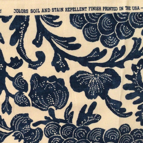 P Kaufman Pomegranate Blue and Cream Designer Fabric Remant - Picture 5 of 5